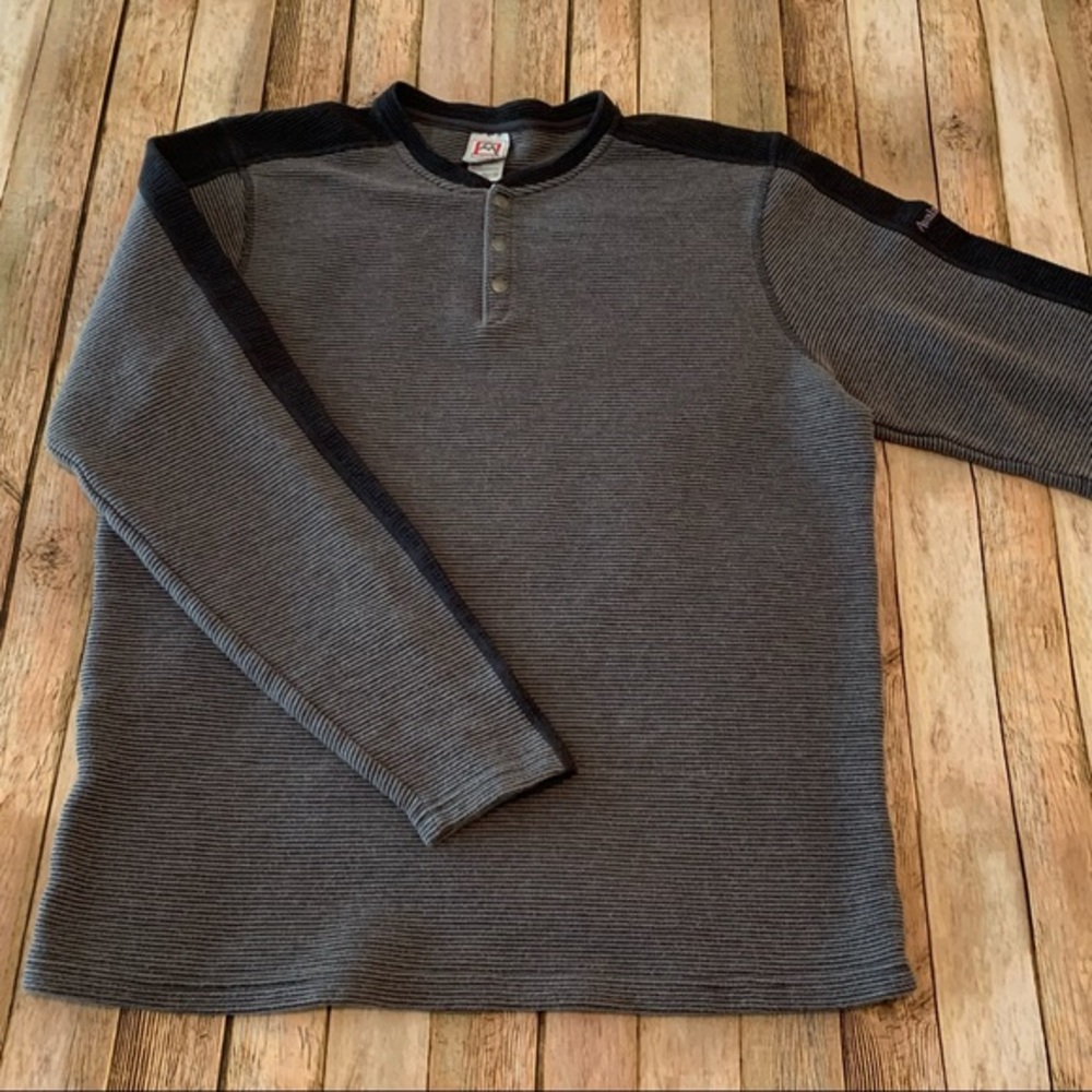 Avalanche mens long sleeve snap button Henley heavyweight tee shirt | size XL